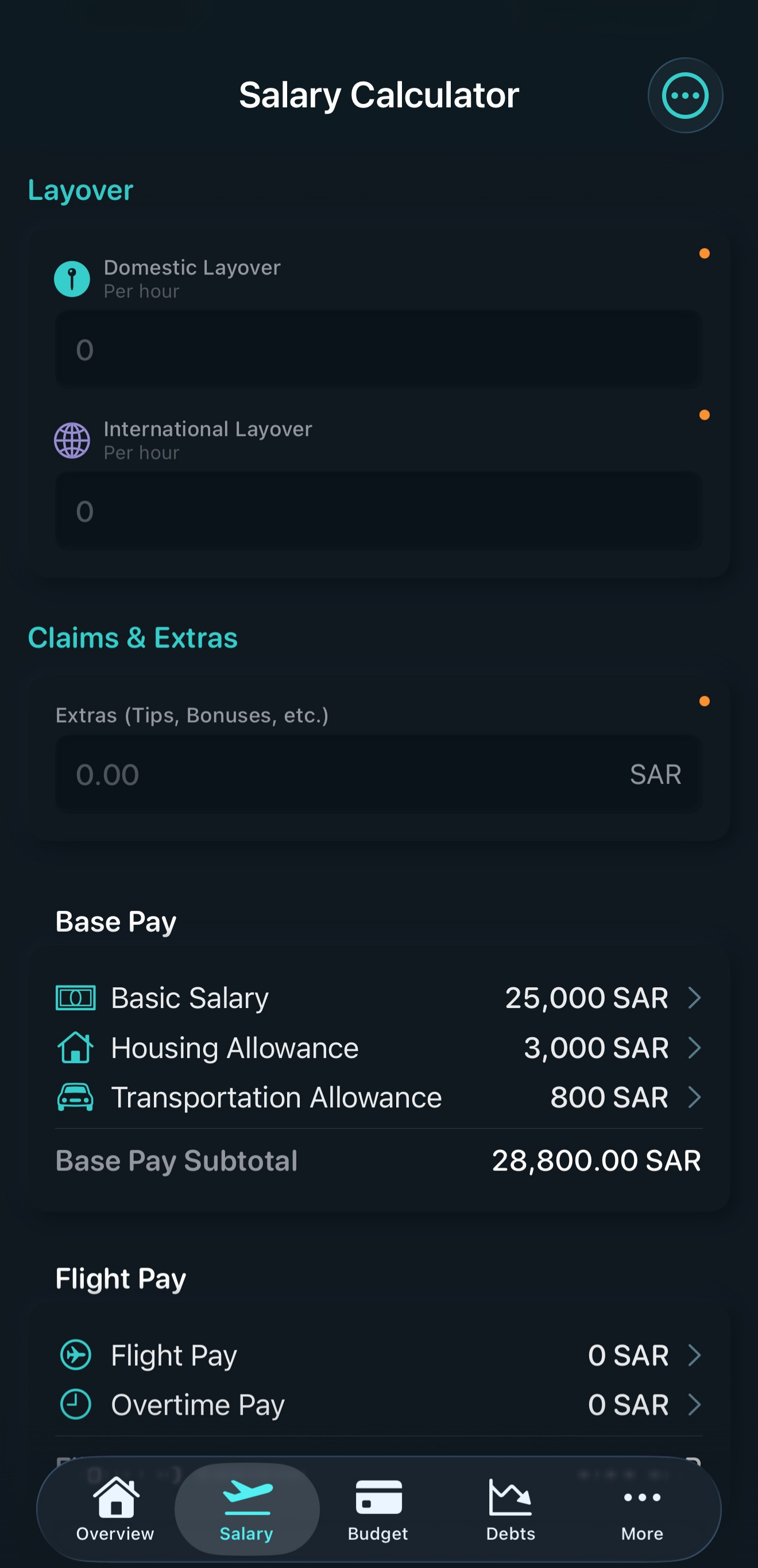 AeroLedger Salary Calculator