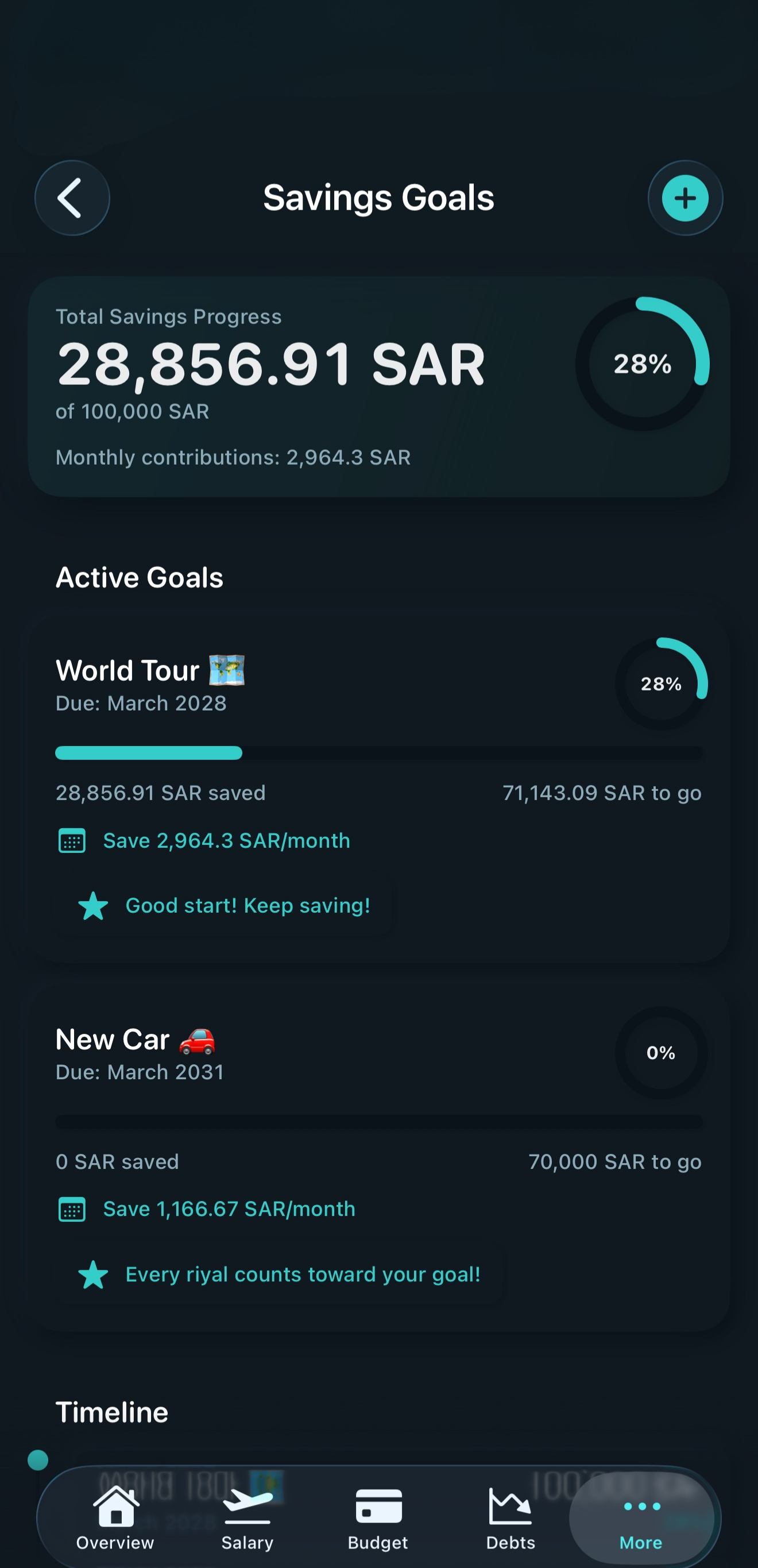 AeroLedger Savings Goals