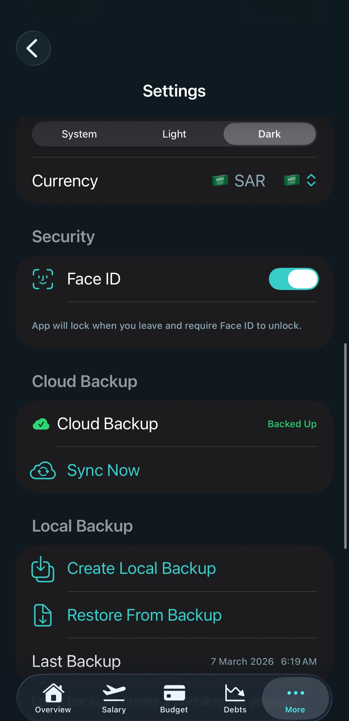 AeroLedger Settings